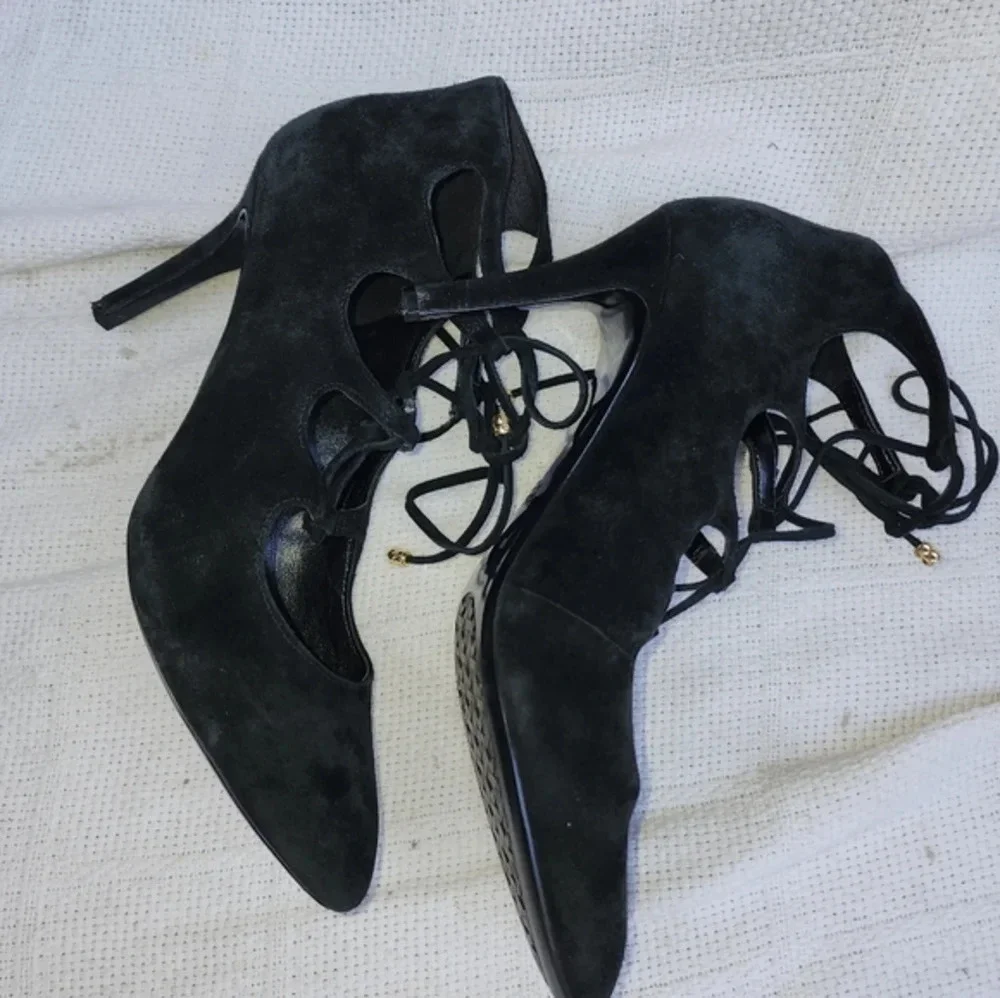 Karl Lagerfeld Black  Tie Up  Sexy  ‎ Stilettos 10
